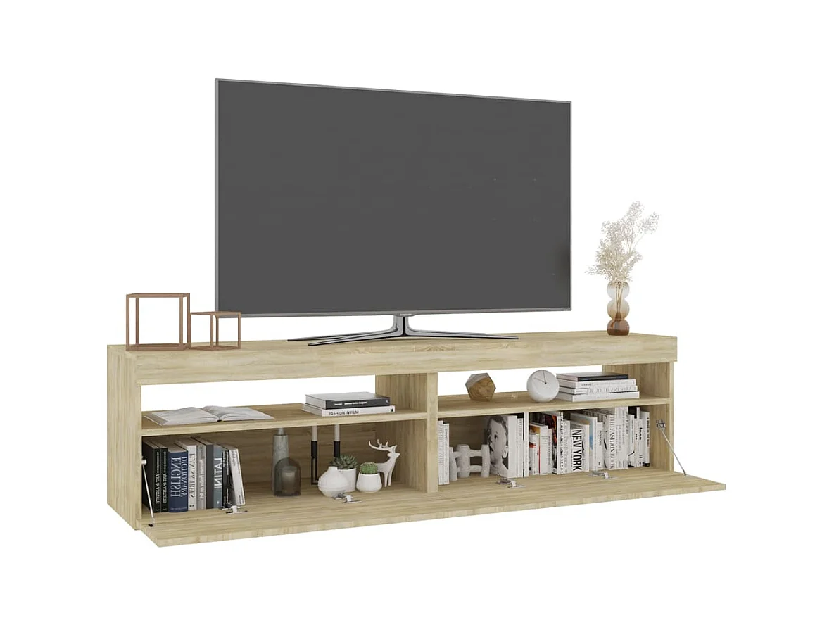 Ilion  Meubles TV 2 pcs avec lumières LED Chêne sonoma 75x35x40 cm