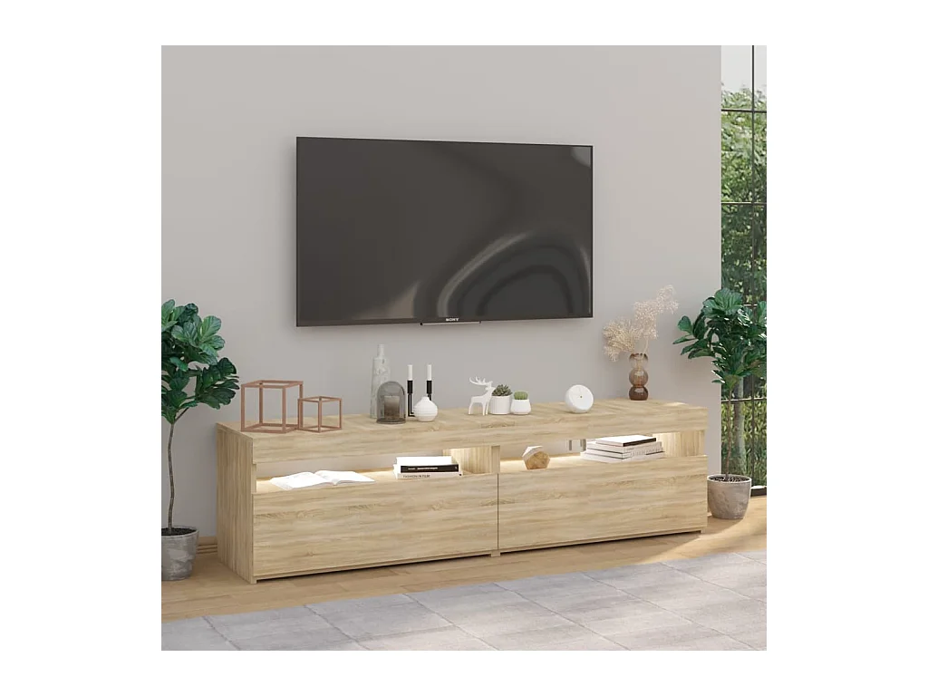 Ilion  Meubles TV 2 pcs avec lumières LED Chêne sonoma 75x35x40 cm