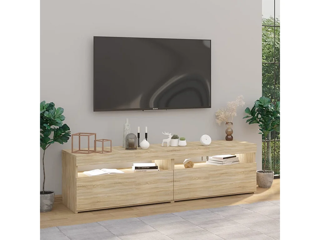 Ilion  Muebles de TV con luces LED 2 unidades roble Sonoma 75x35x40 cm