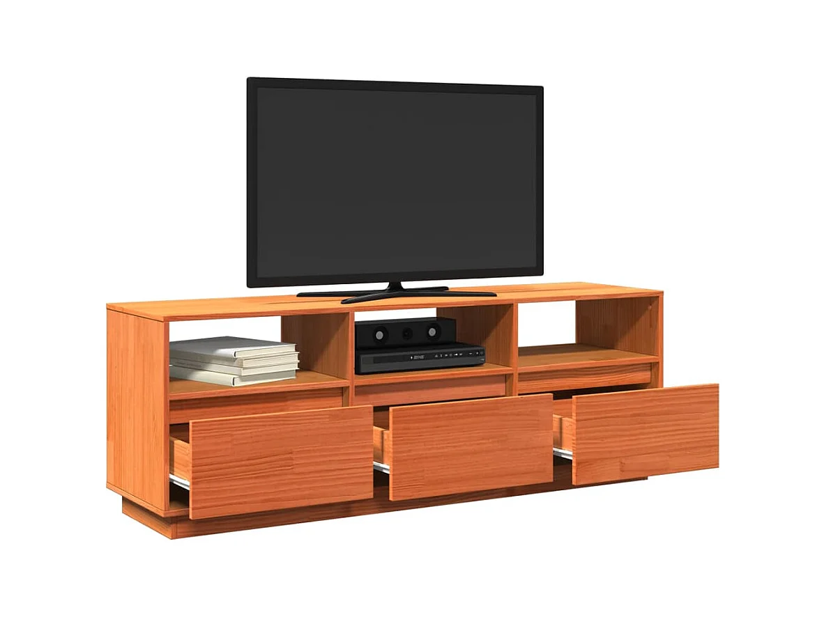Sybe  Meuble TV cire marron 140x37x50 cm bois pin massif