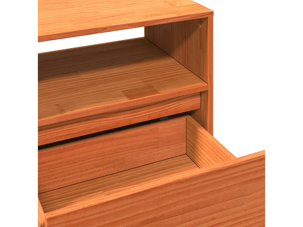 Sybe  Meuble TV cire marron 140x37x50 cm bois pin massif