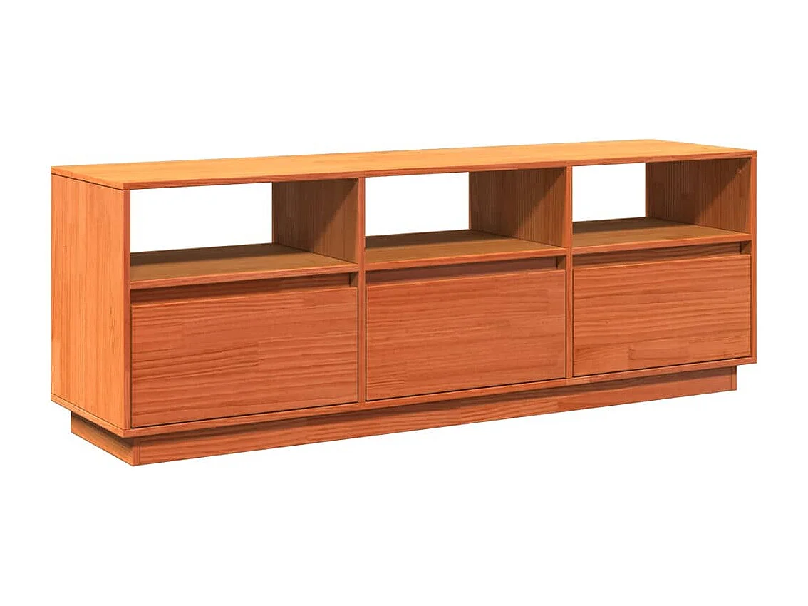 Sybe  Tv-meubel 140x37x50 cm massief grenenhout wasbruin