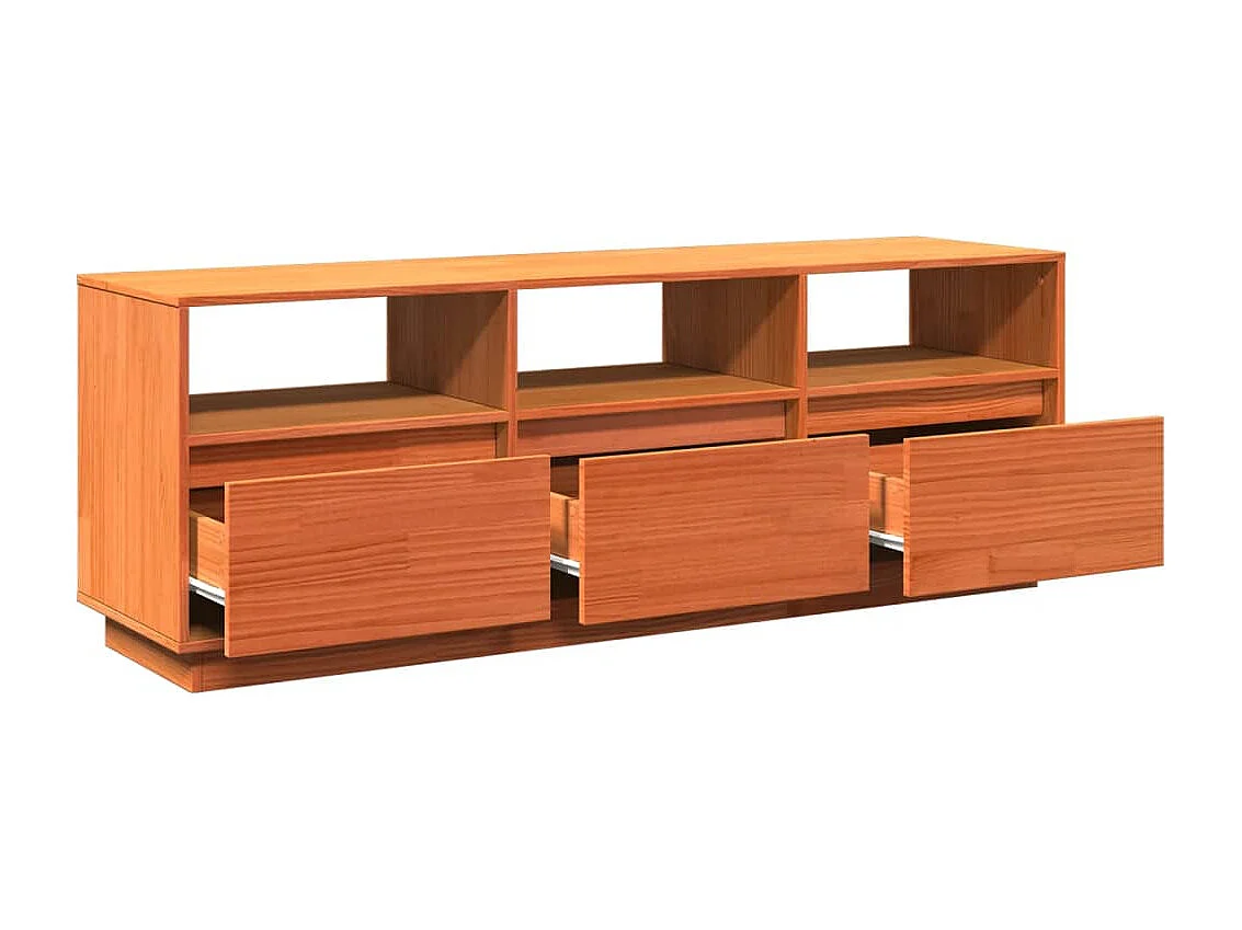 Sybe  Tv-meubel 140x37x50 cm massief grenenhout wasbruin