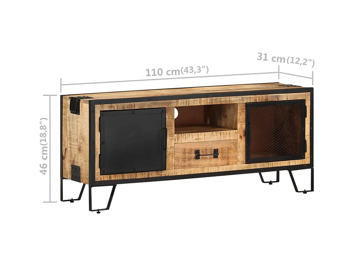 Garden Furniture -  Meuble TV 110x31x46 cm Bois de manguier brut