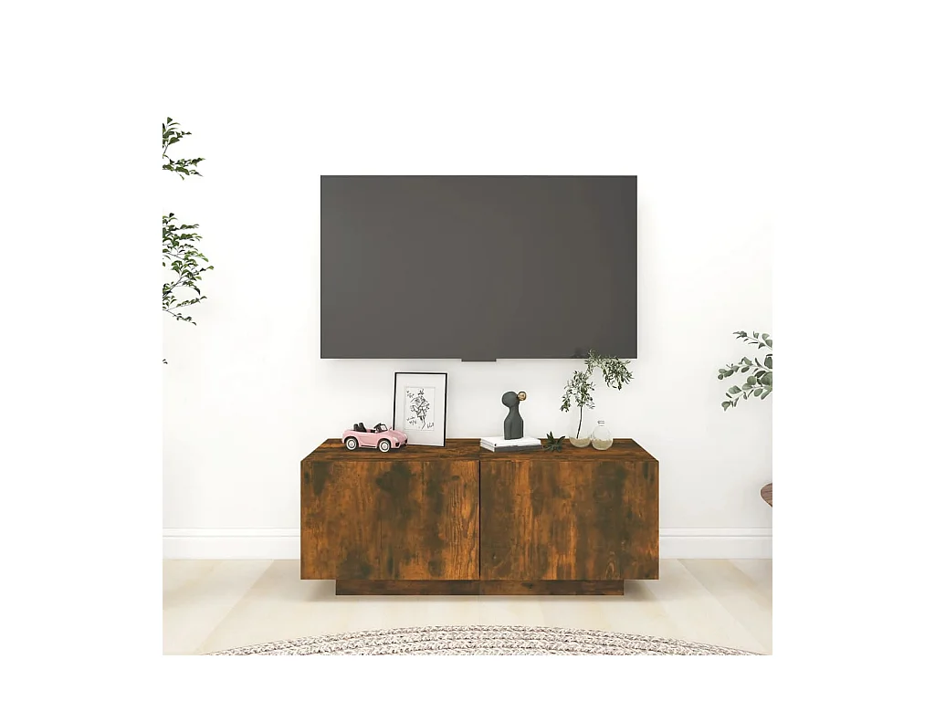 Westwego  Meuble TV Chêne fumé 100x35x40 cm Bois d'ingénierie