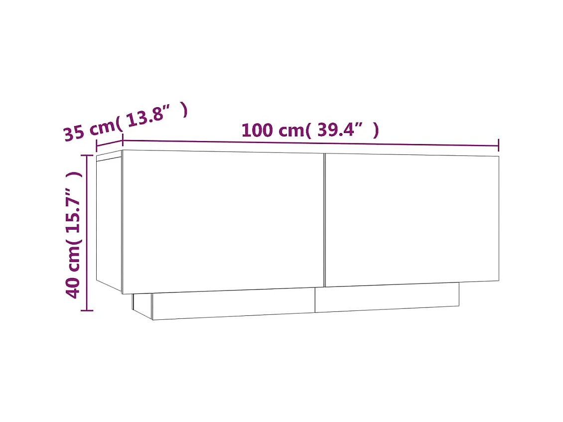 Westwego  Meuble TV Chêne fumé 100x35x40 cm Bois d'ingénierie
