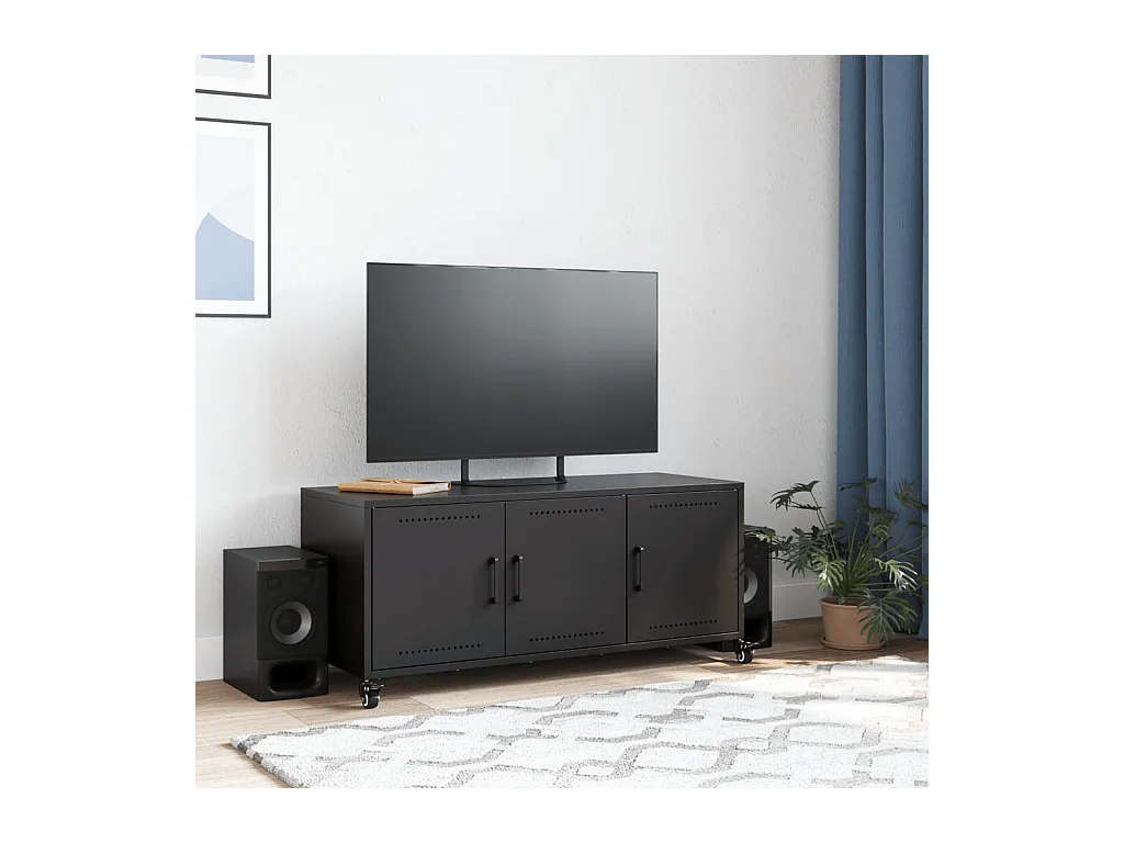 Tours  Meuble TV noir 100,5x39x43,5 cm acier