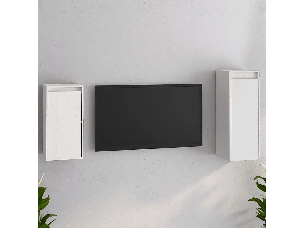 Filip  Tv-meubelen 2 st massief grenenhout wit