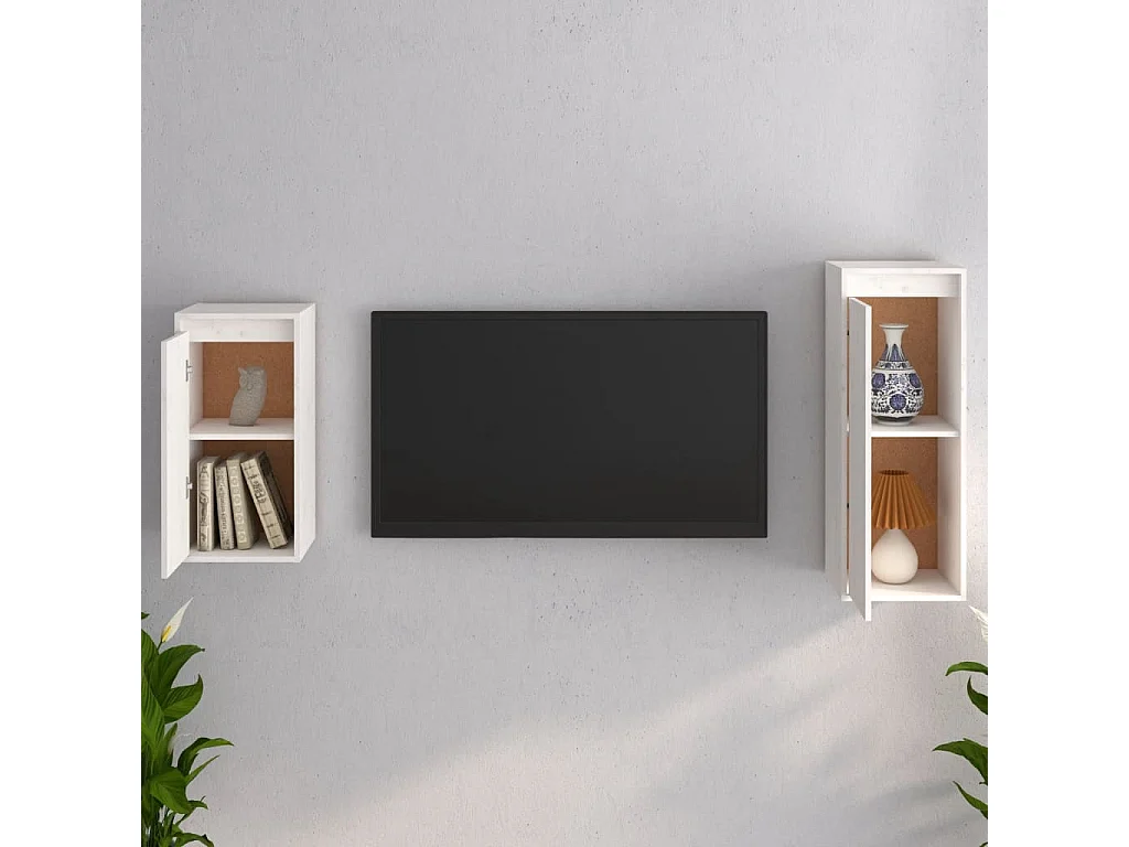 Filip  Tv-meubelen 2 st massief grenenhout wit