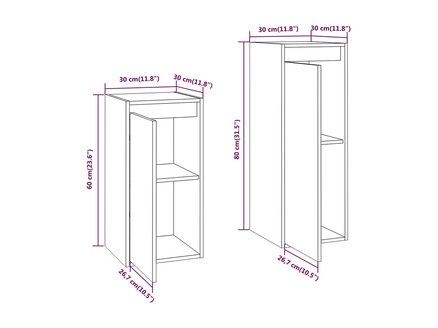 Filip  Tv-meubelen 2 st massief grenenhout wit
