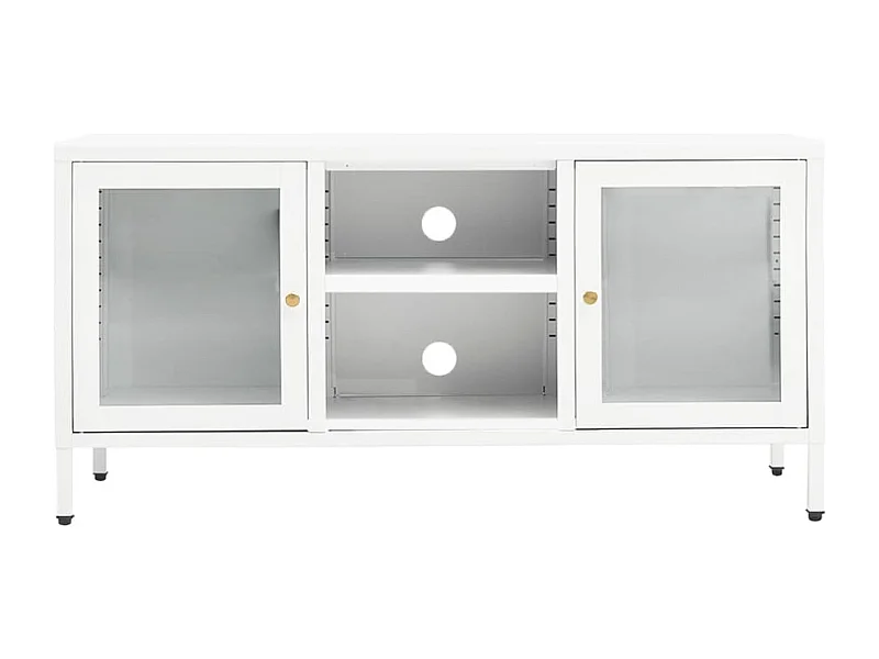 Bylor  Tv-meubel 105x35x52 cm staal en glas wit