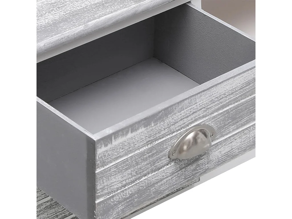 Brookeville  Meuble TV Blanc et gris 108x30x40 cm Bois de Paulownia solide