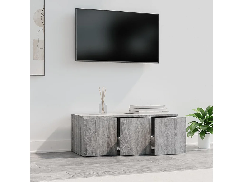 Hetty  Mueble de TV madera contrachapada gris Sonoma 80x34x30 cm