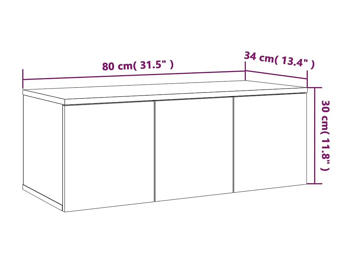 Hetty  Mueble de TV madera contrachapada gris Sonoma 80x34x30 cm