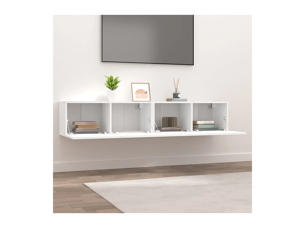 Ballinger  Meubles TV 2 pcs blanc 80x30x30 cm bois d'ingénierie