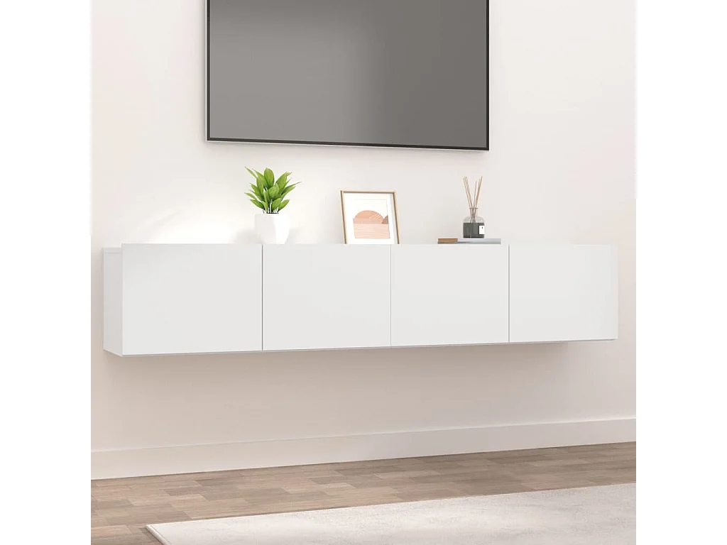 Ballinger  Meubles TV 2 pcs blanc 80x30x30 cm bois d'ingénierie