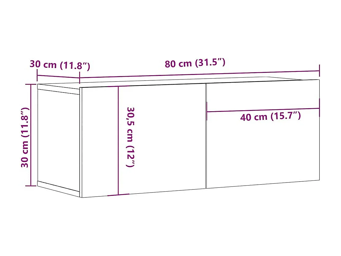 Ballinger  Meubles TV 2 pcs blanc 80x30x30 cm bois d'ingénierie