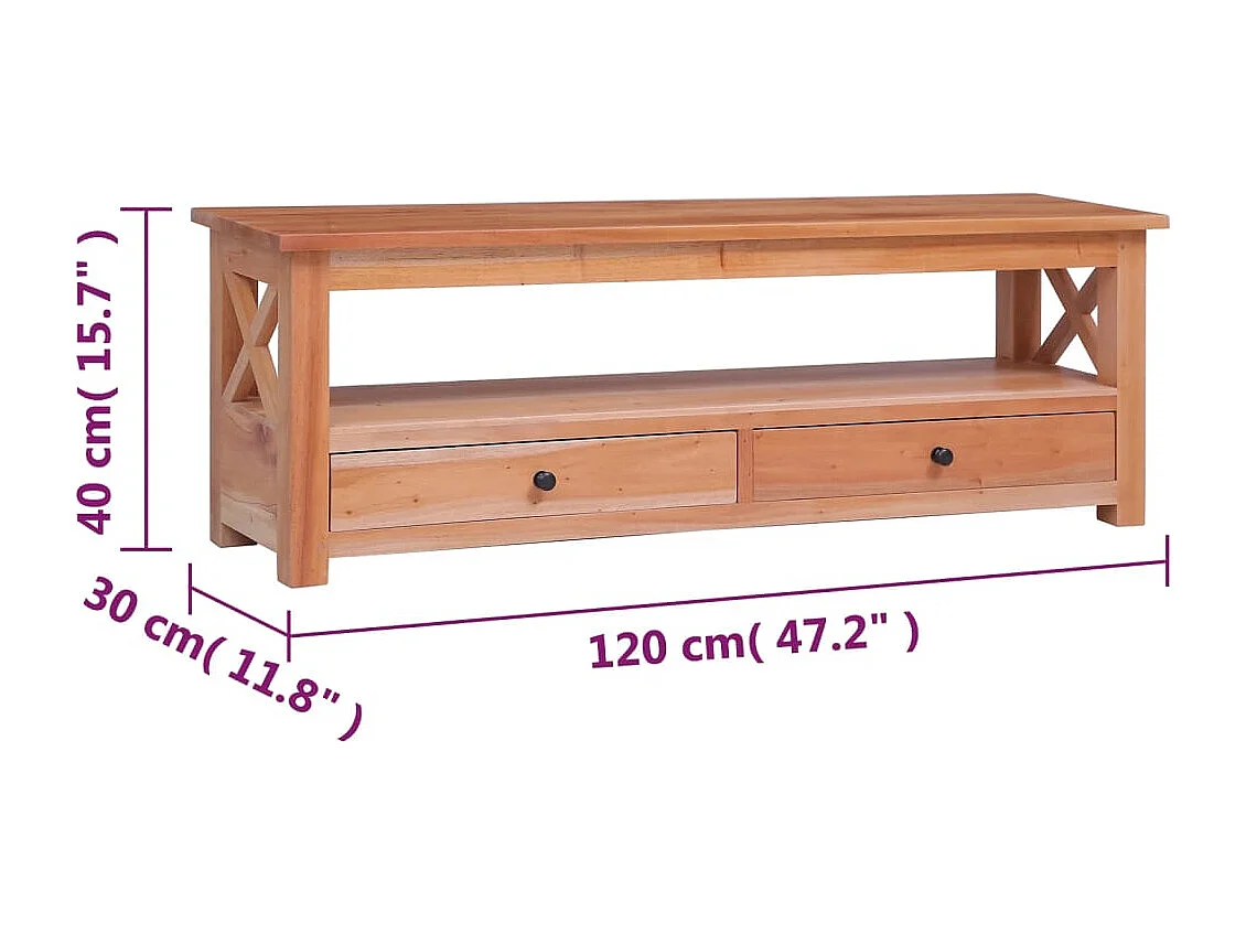 Tamaqua  Meuble TV 120x30x40 cm Bois d'acajou massif