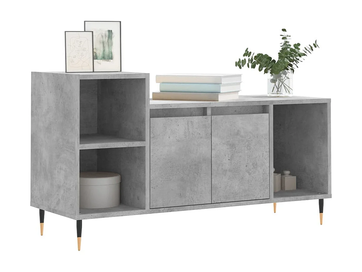 Nyrena  Meuble TV Gris béton 100x35x55 cm Bois d'ingénierie