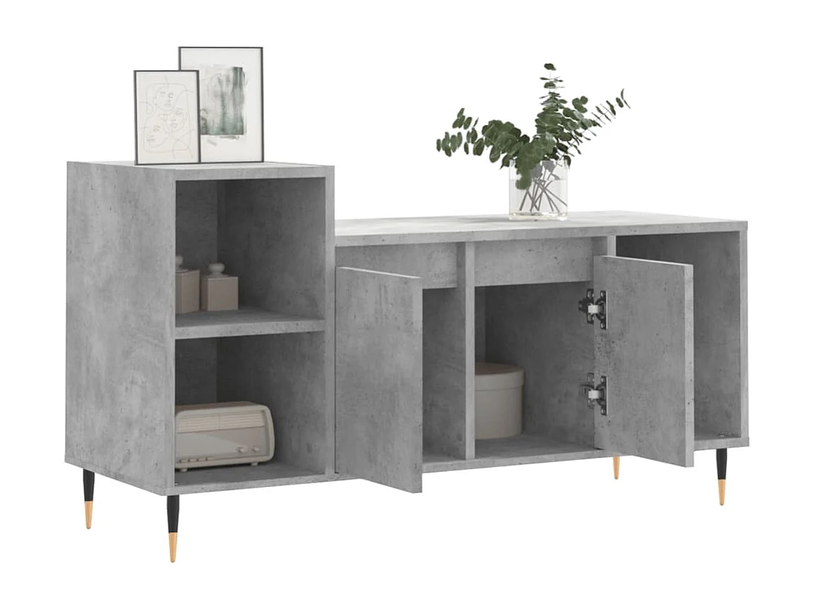 Nyrena  Meuble TV Gris béton 100x35x55 cm Bois d'ingénierie