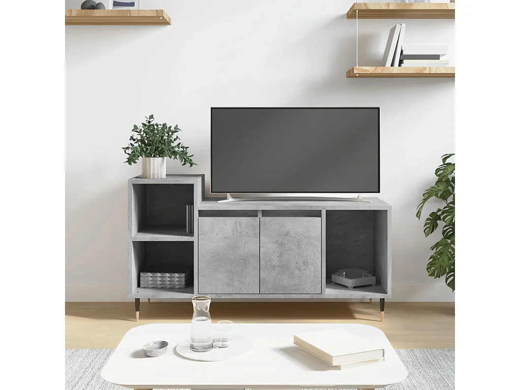 Nyrena  Meuble TV Gris béton 100x35x55 cm Bois d'ingénierie