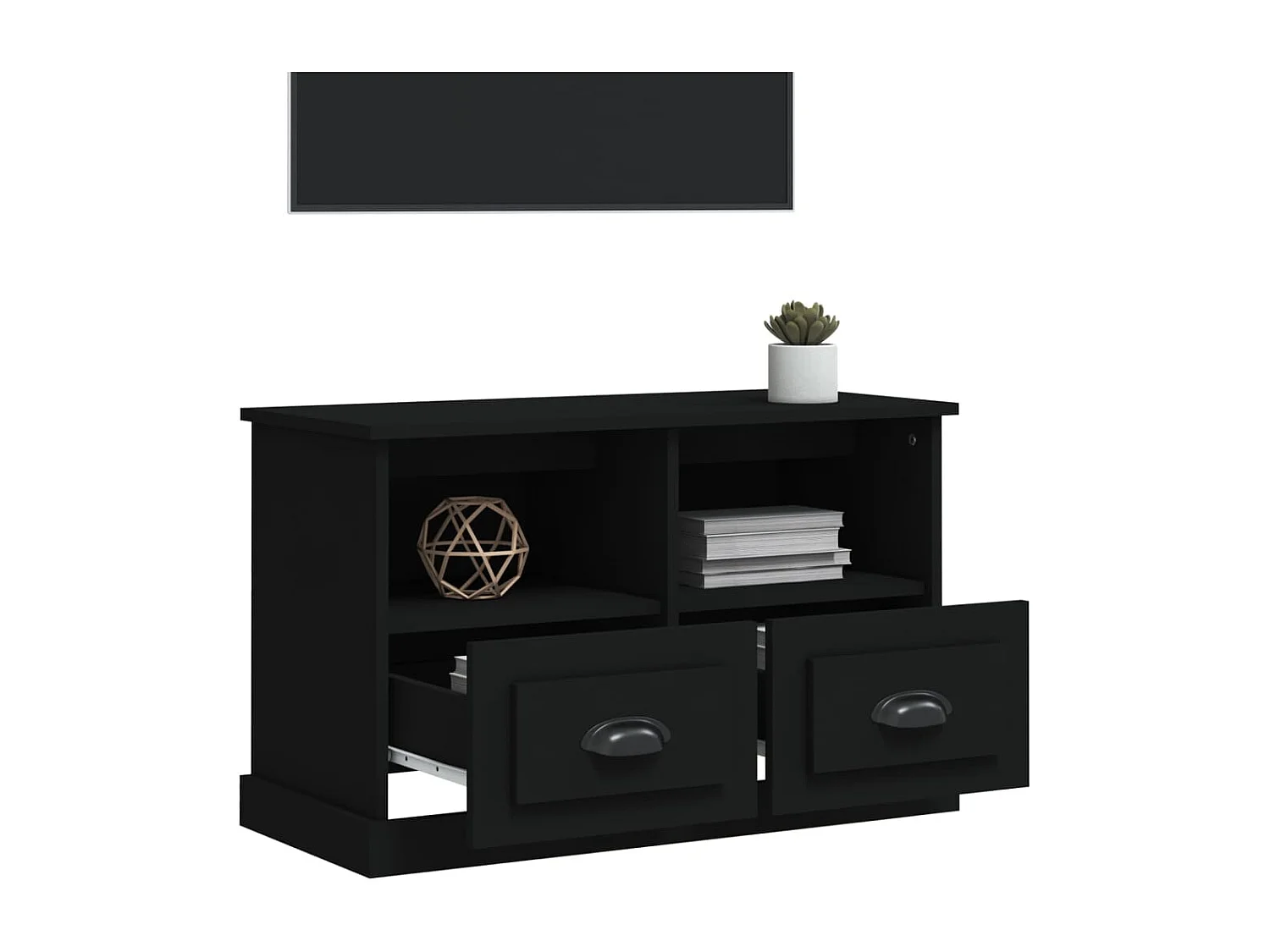 Cloughaneely  Meuble TV noir 80x35x50 cm bois d'ingénierie