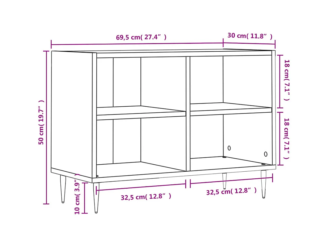 Udir  Meuble TV gris béton 69,5x30x50 cm bois d'ingénierie