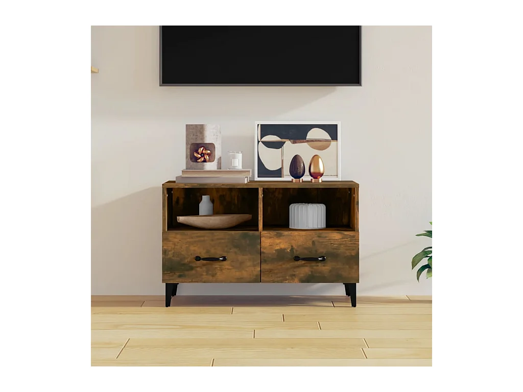 Elben  Meuble TV Chêne fumé 80x36x50 cm Bois d'ingénierie