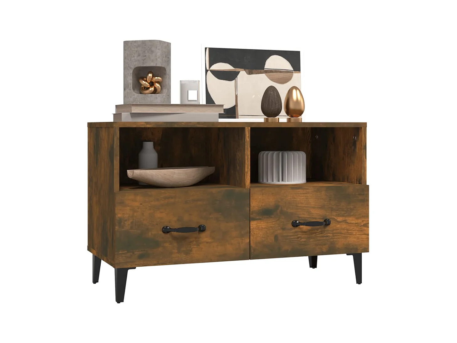 Elben  Meuble TV Chêne fumé 80x36x50 cm Bois d'ingénierie