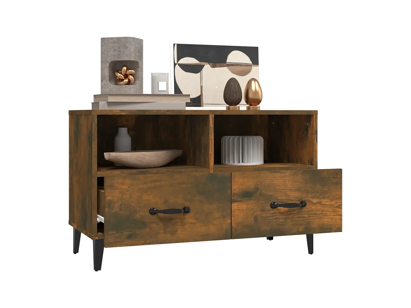 Elben  Meuble TV Chêne fumé 80x36x50 cm Bois d'ingénierie