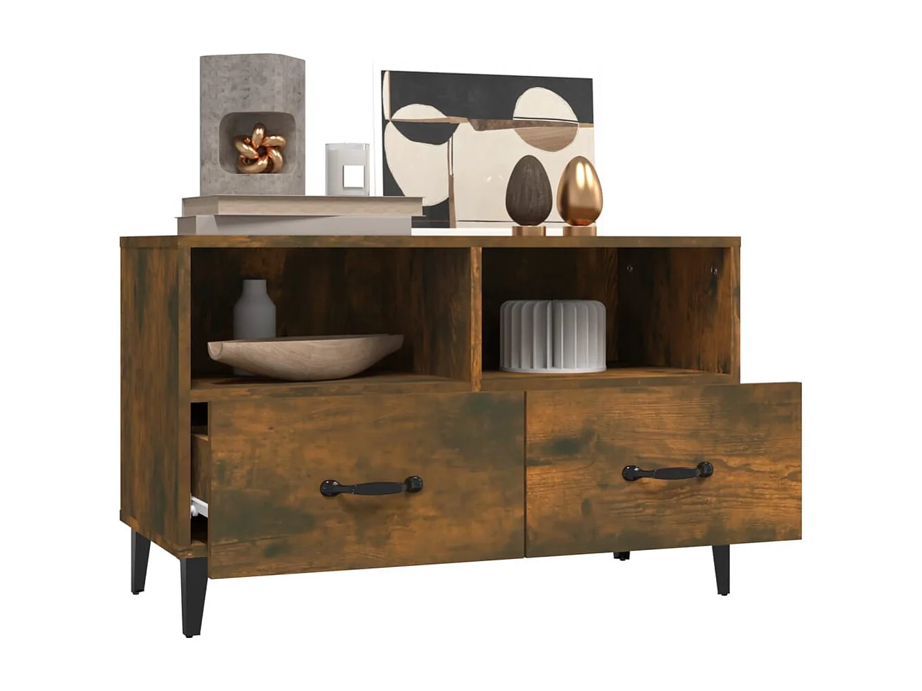 Elben  Meuble TV Chêne fumé 80x36x50 cm Bois d'ingénierie