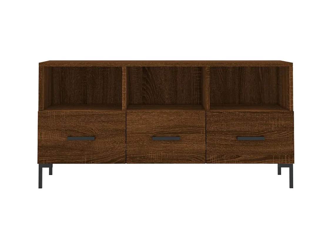 Évreux  Meuble TV chêne marron 102x36x50 cm bois d'ingénierie