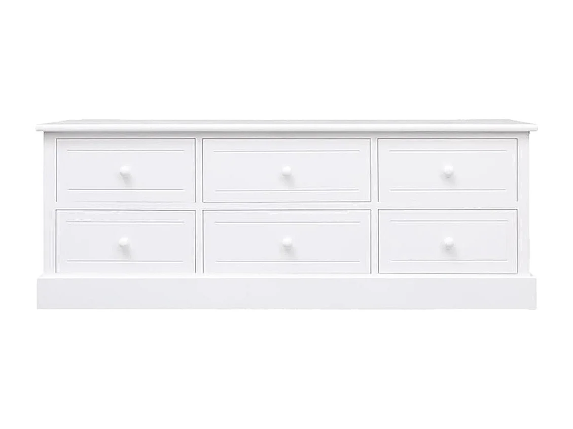 Melek  Meuble TV Blanc 108x30x40 cm Bois de Paulownia solide