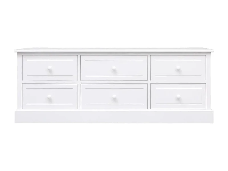 Melek  Meuble TV Blanc 108x30x40 cm Bois de Paulownia solide