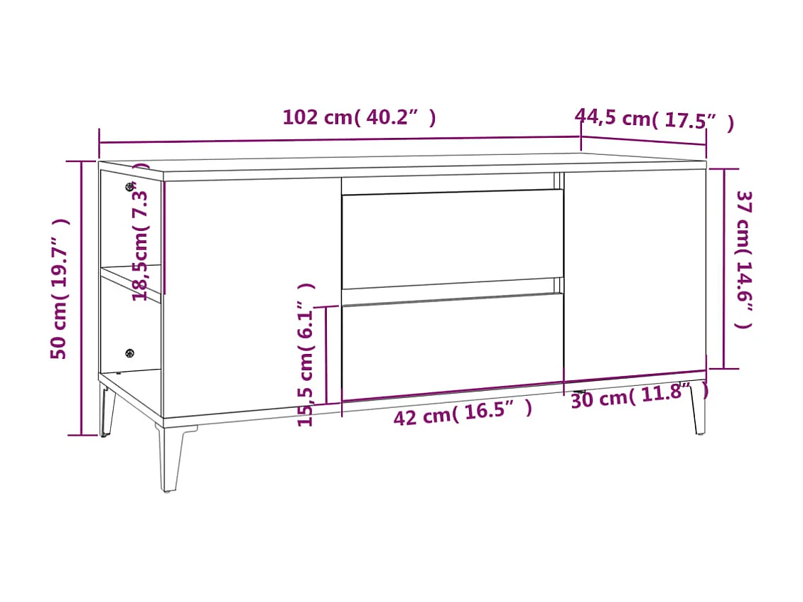Hermiston  Meuble TV Blanc brillant 102x44,5x50 cm Bois d'ingénierie