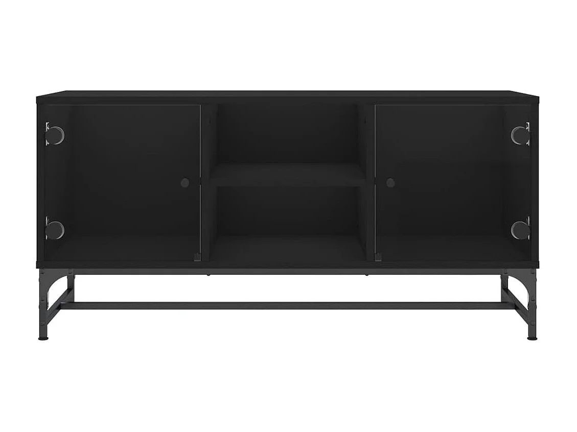 Nurmes  Mueble de TV con puertas de vidrio negro 102x37x50 cm