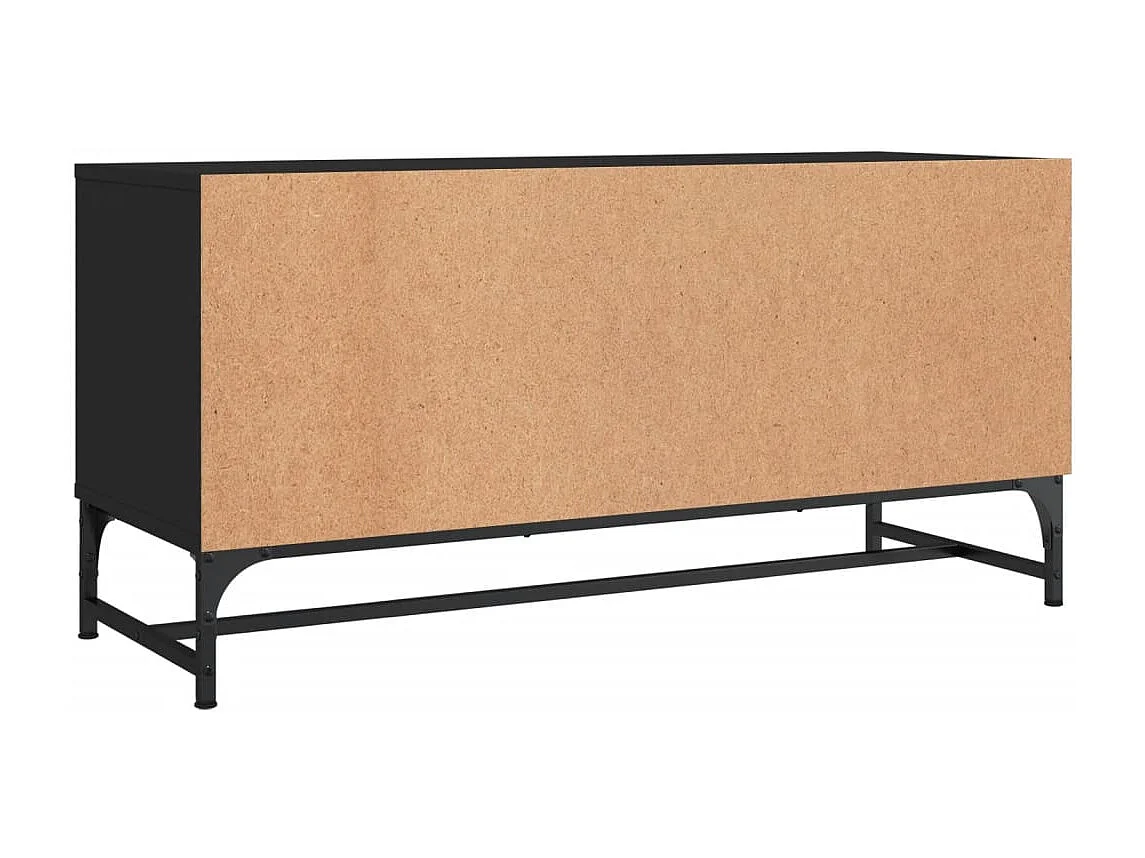 Nurmes  Mueble de TV con puertas de vidrio negro 102x37x50 cm