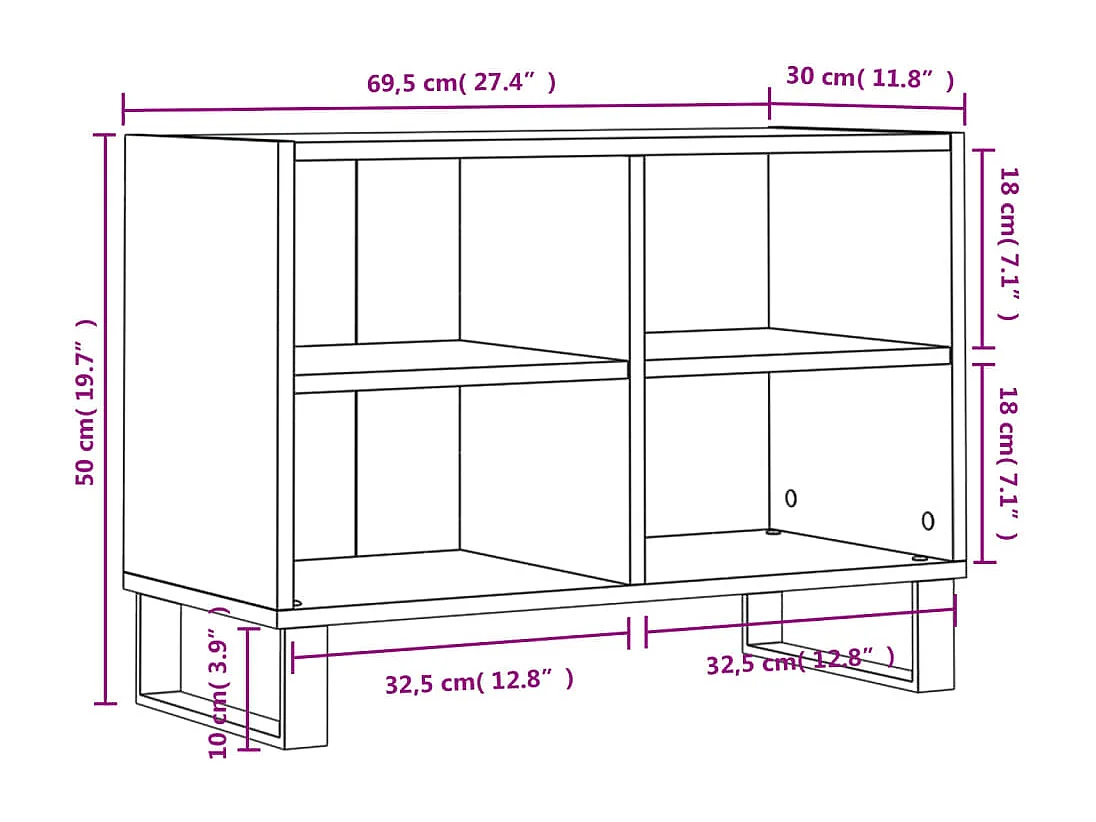 Iraan  Tv-meubel 69,5x30x50 cm bewerkt hout grijs sonoma eikenkleurig