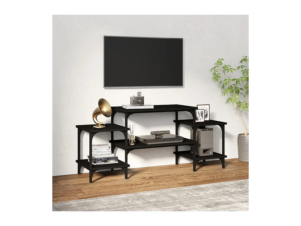 Rebecq  Meuble TV noir 117x35x52 cm bois d'ingénierie