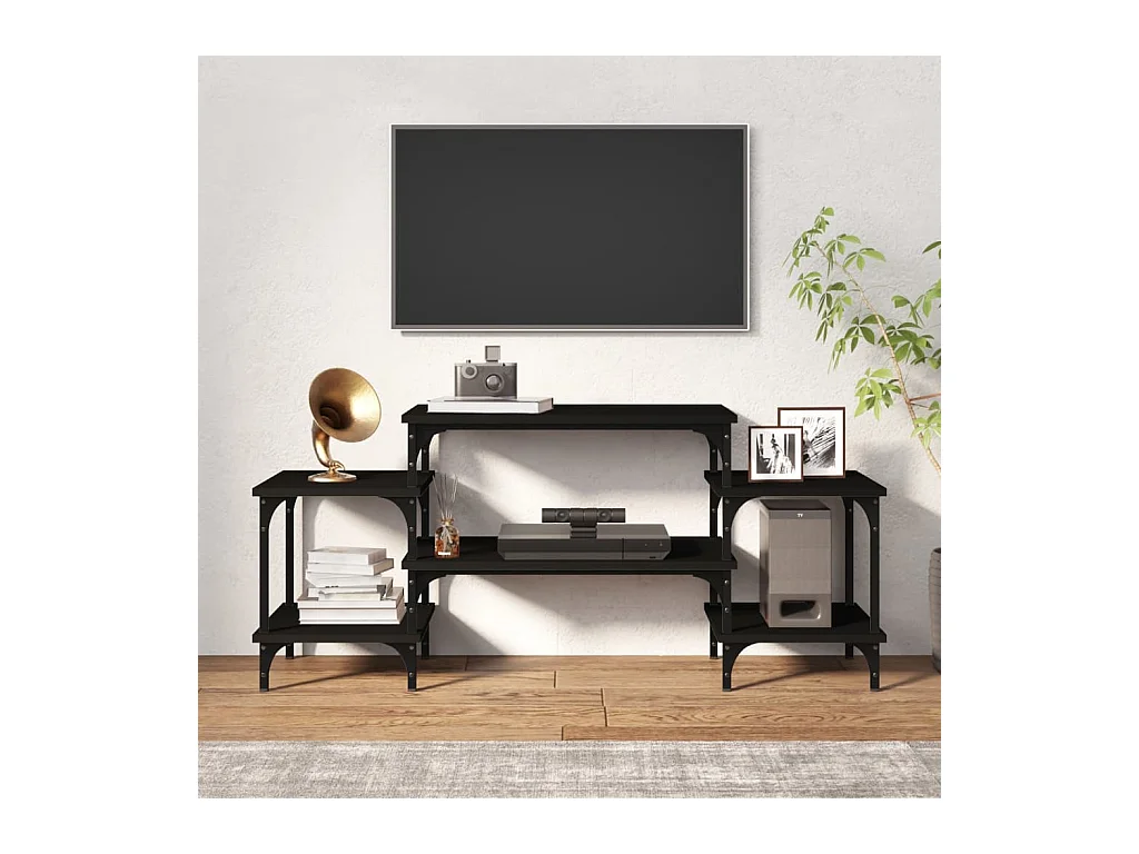 Rebecq  Meuble TV noir 117x35x52 cm bois d'ingénierie