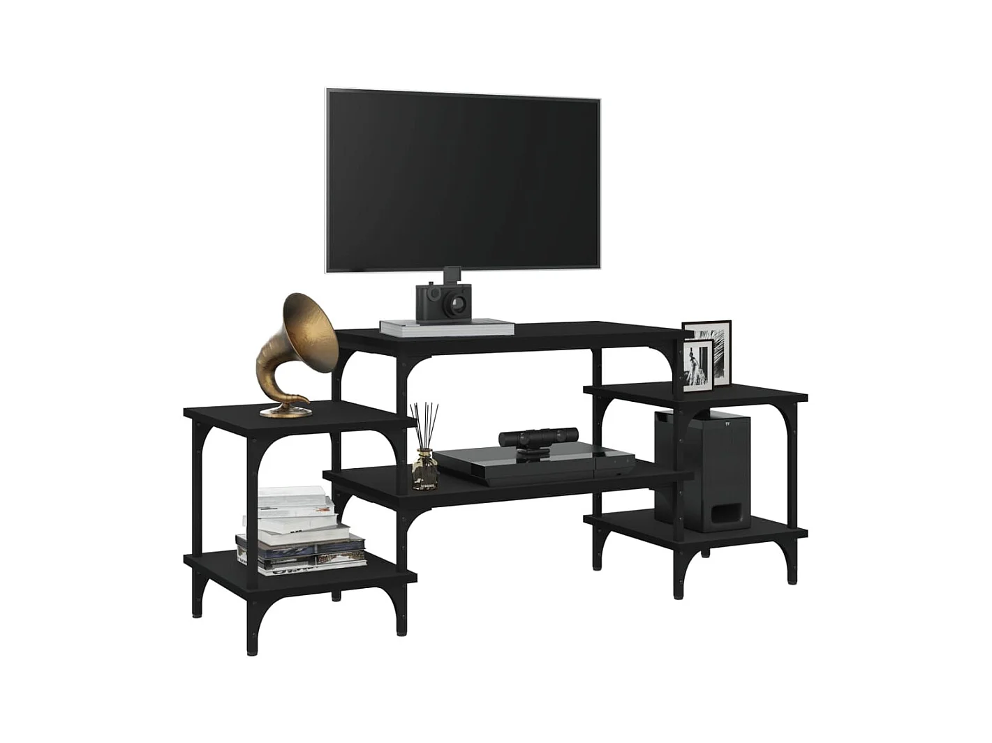 Rebecq  Meuble TV noir 117x35x52 cm bois d'ingénierie