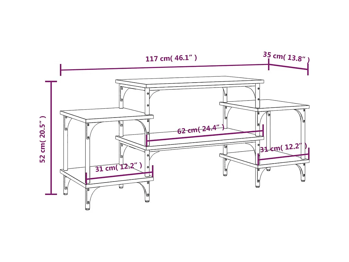 Rebecq  Meuble TV noir 117x35x52 cm bois d'ingénierie