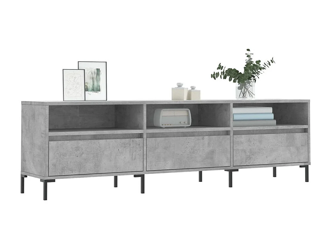 Fem  Mueble de TV madera contrachapada gris hormigón 150x30x44,5 cm