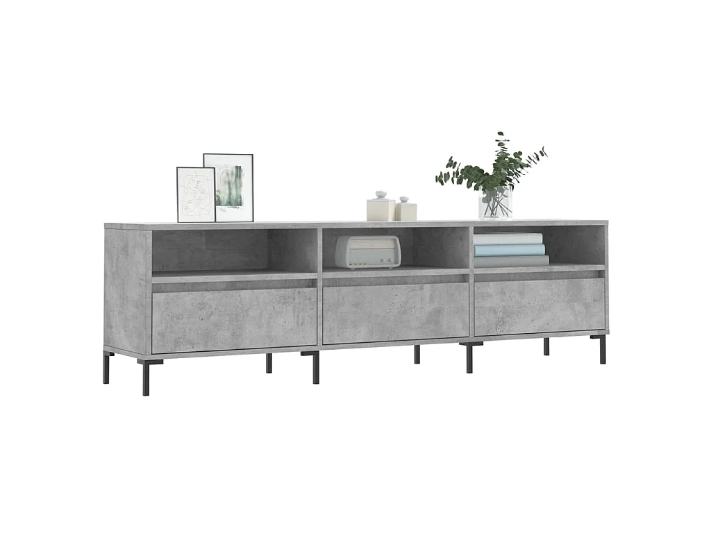 Fem  Meuble TV gris béton 150x30x44,5 cm bois d'ingénierie