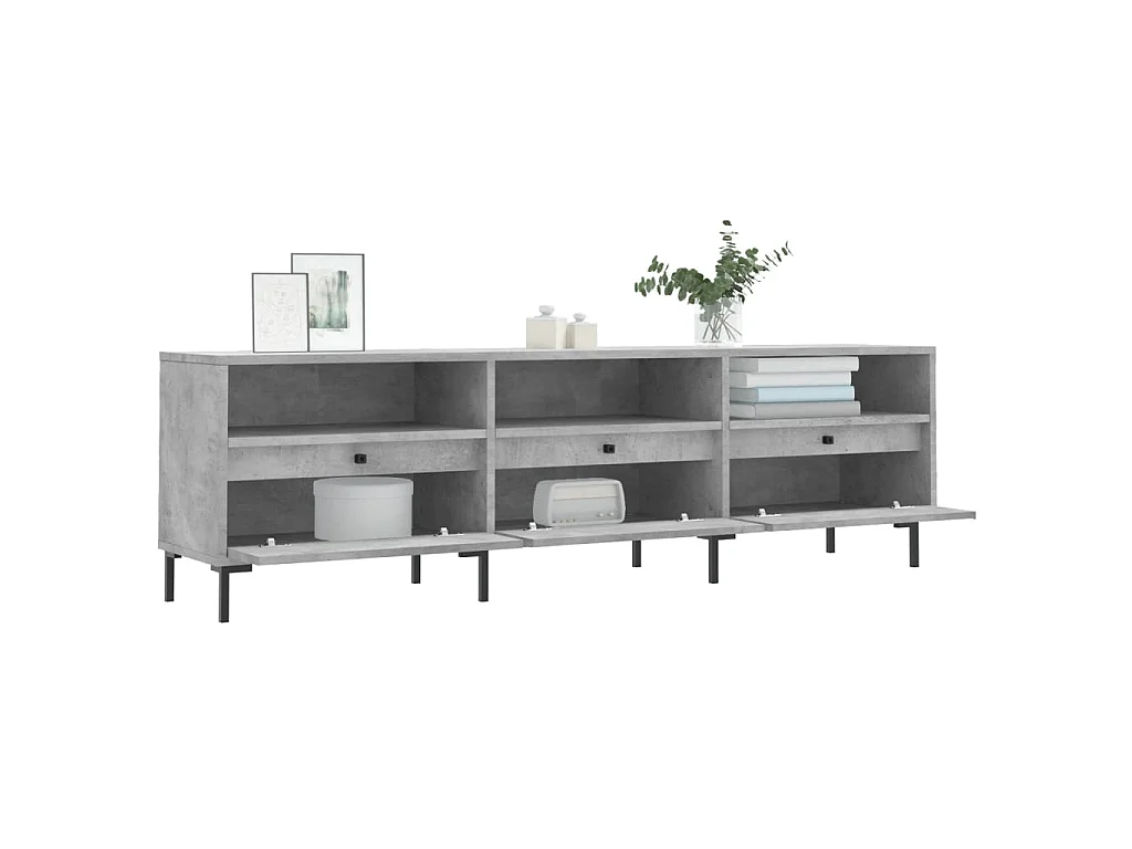 Fem  Meuble TV gris béton 150x30x44,5 cm bois d'ingénierie