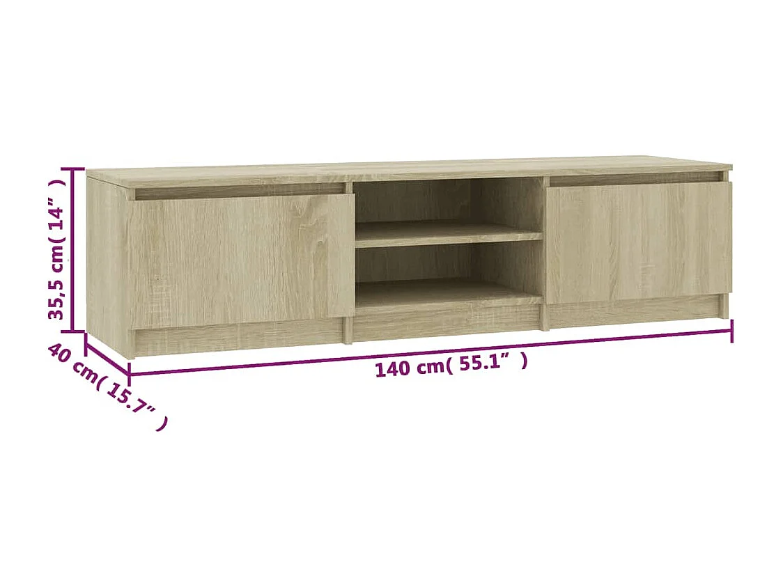 Kingman  Meuble TV Chêne sonoma 140x40x35,5 cm Bois d'ingénierie