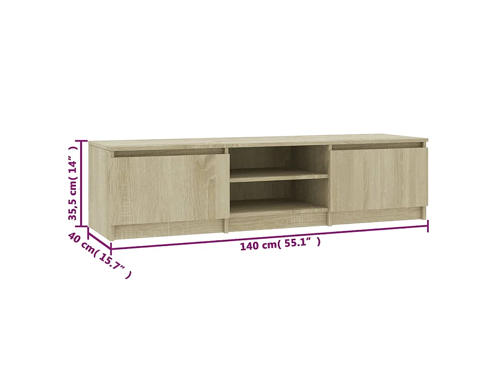 Kingman  Meuble TV Chêne sonoma 140x40x35,5 cm Bois d'ingénierie
