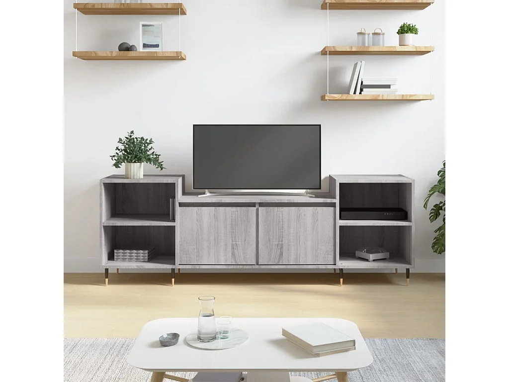 Malik Blake  Meuble TV Sonoma gris 160x35x55 cm Bois d'ingénierie
