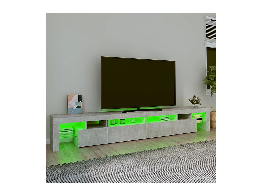 Tahlequah  Meuble TV avec lumières LED Gris béton 260x36,5x40 cm