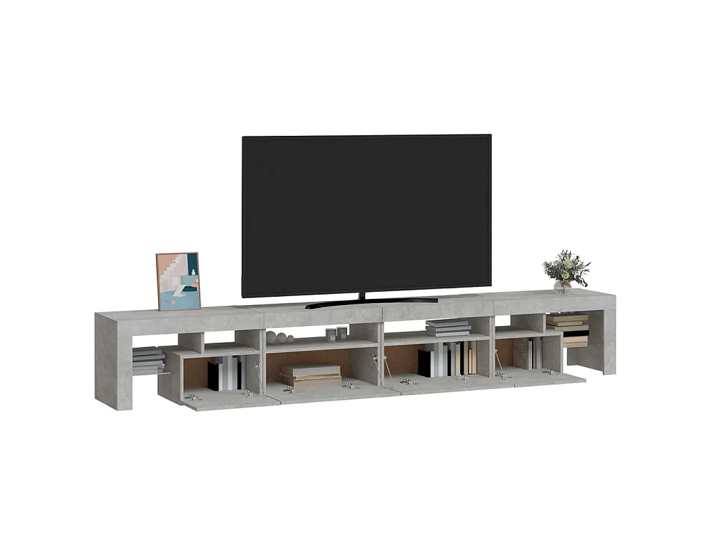 Tahlequah  Meuble TV avec lumières LED Gris béton 260x36,5x40 cm
